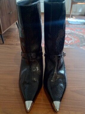 New without Box Michael Kors Kasia Snake Embossed Leather Buckle Boot Size 9M